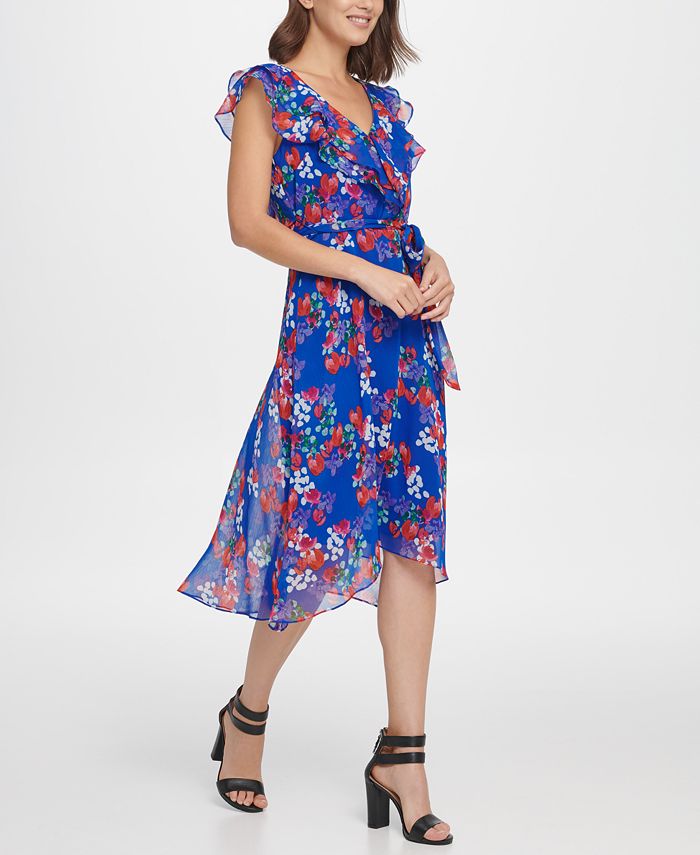 DKNY Ruffled Floral-Print Dress - Macy's