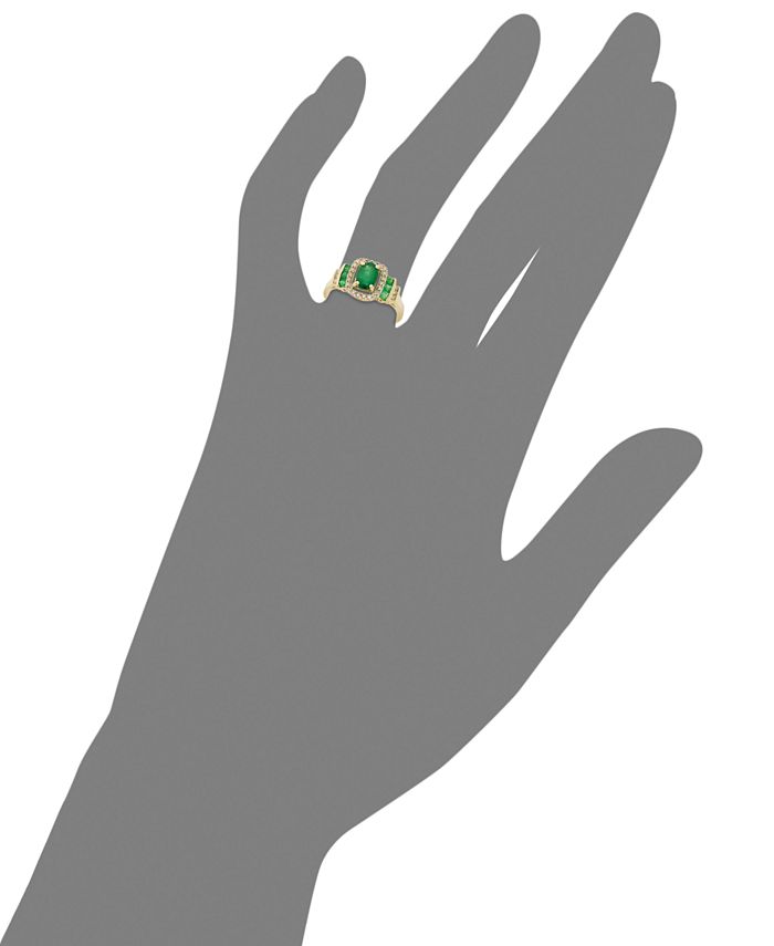 Macy's 14k Gold Ring, Emerald (1 ct. t.w.) and Diamond (1/5 ct. t.w ...