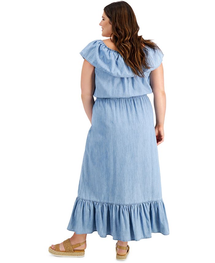 Style & Co Plus Size Chambray Maxi Dress, Created for Macy's & Reviews ...
