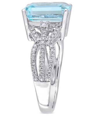 Blue Topaz (5-3/5 ct. t.w.) and Diamond (1/2 ct. t.w.) Interlaced Three-Row Ring in 14k White Gold