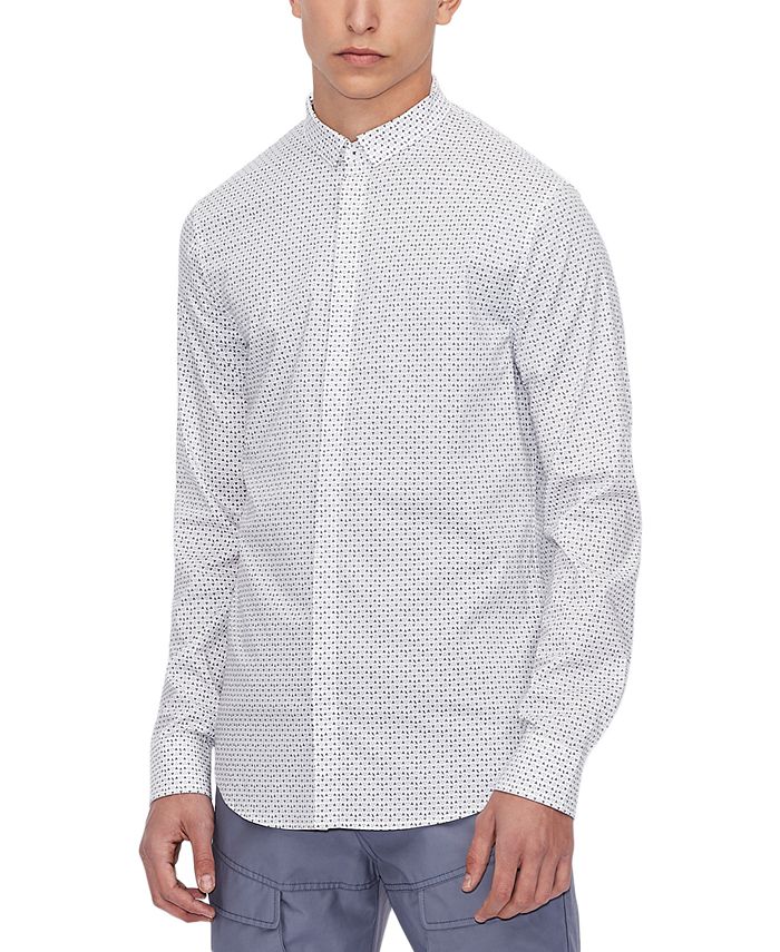 A|X Armani Exchange Long Sleeve All-Over Micro Logo Button Shirt ...