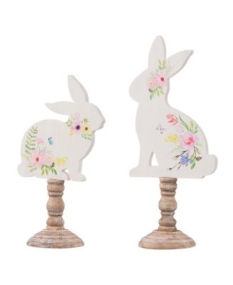 Glitzhome - Set of 2 Easter Wooden Bunny Table D&eacute;cor