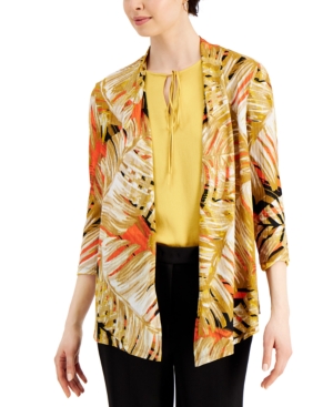 Kasper Abstract Open Front Cardigan
