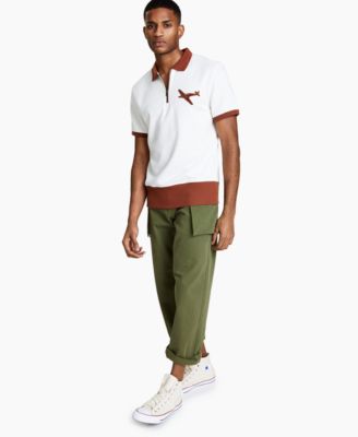 Sun + Stone - Men's Regular-Fit Colorblocked Airplane-Print Polo Shirt