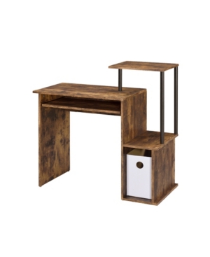 Acme Furniture Lyphre Computer Desk In Weathered Oak And Black Finish
