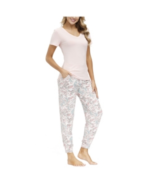 Echo Women's V-neck Tee And Joggers, 2 Pieces In Silk Road Paisley