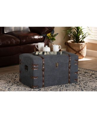 Palma Modern and Contemporary Transitional Fabric Upholstered Storage Trunk Ottoman