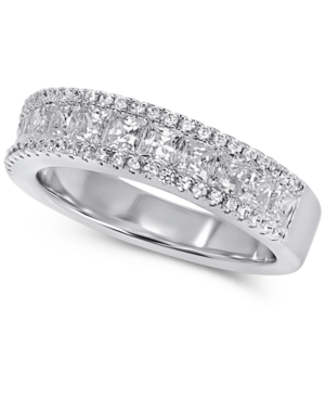 Macy's Cubic Zirconia Beaded Band In Sterling Silver In White