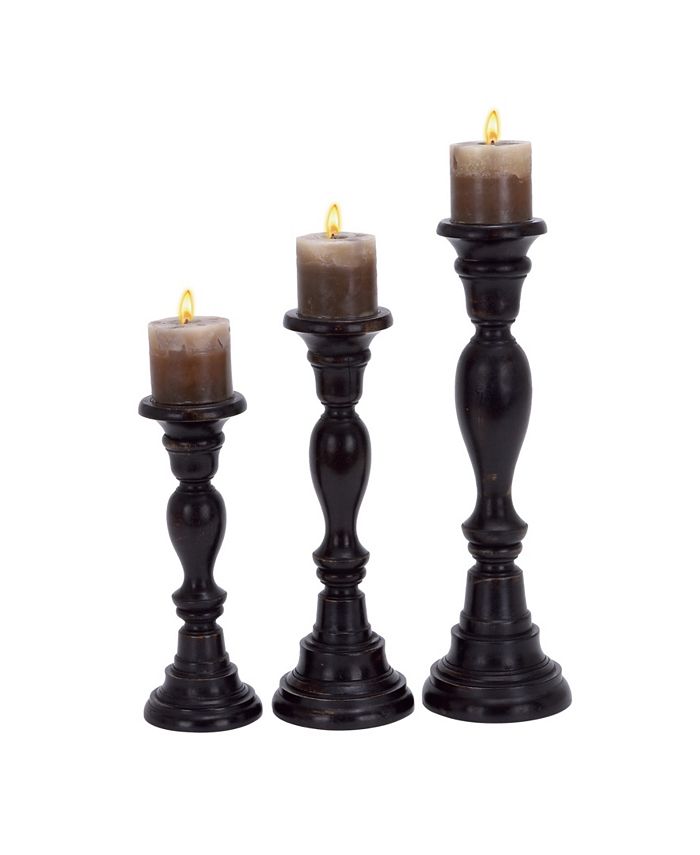 Rosemary Lane Mango Wood Farmhouse Candle Holder, Set of 3 Macy's
