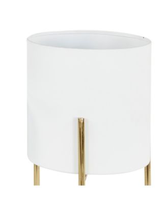 Contemporary Style Large Round Metal Planters in Stands, Set of 3