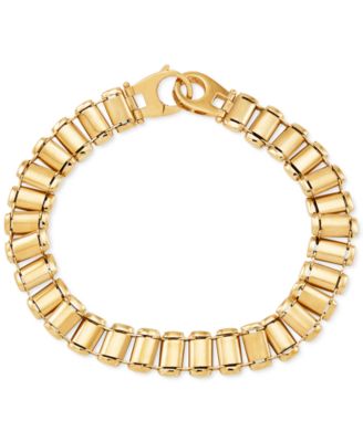 Macy's - Men's Railroad Track Polished Bracelet in 10k Gold