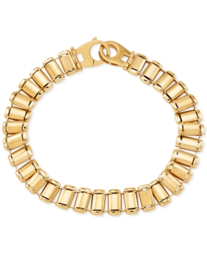 Macy's Men's Railroad Track Polished Bracelet In 10k Gold In Yellow Gold