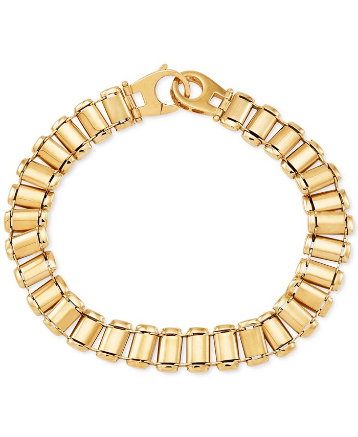 Macy's - Men's Railroad Track Polished Bracelet in 10k Gold