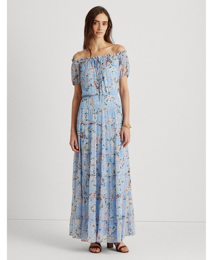 Lauren Ralph Lauren Floral Georgette Off-Shoulder Dress - Macy's