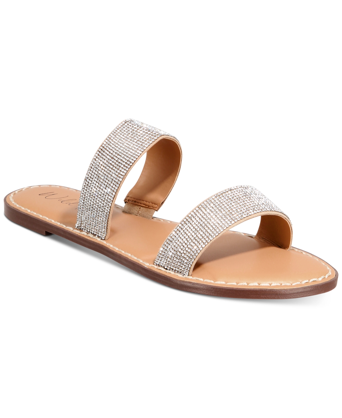 Ginnie Double-Band Slide Flat Sandals, Created for Macy's - Silver Bling