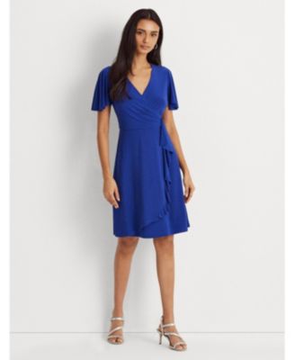 ralph lauren ruffle trim crepe dress