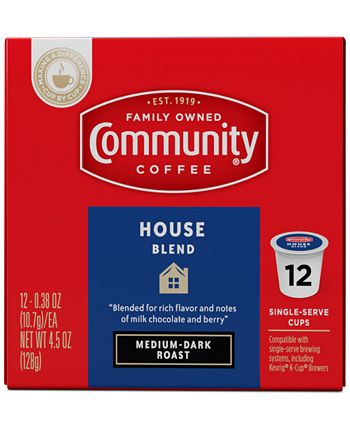 Community Coffee - House Blend Medium-Dark Roast Single Serve Pods, Keurig K-Cup Brewer Compatible, 72 Ct
