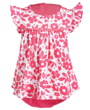 First Impressions Baby Girls Sunny Flowers Cotton Sunsuit, Created For Macy's In Raspberry Pink