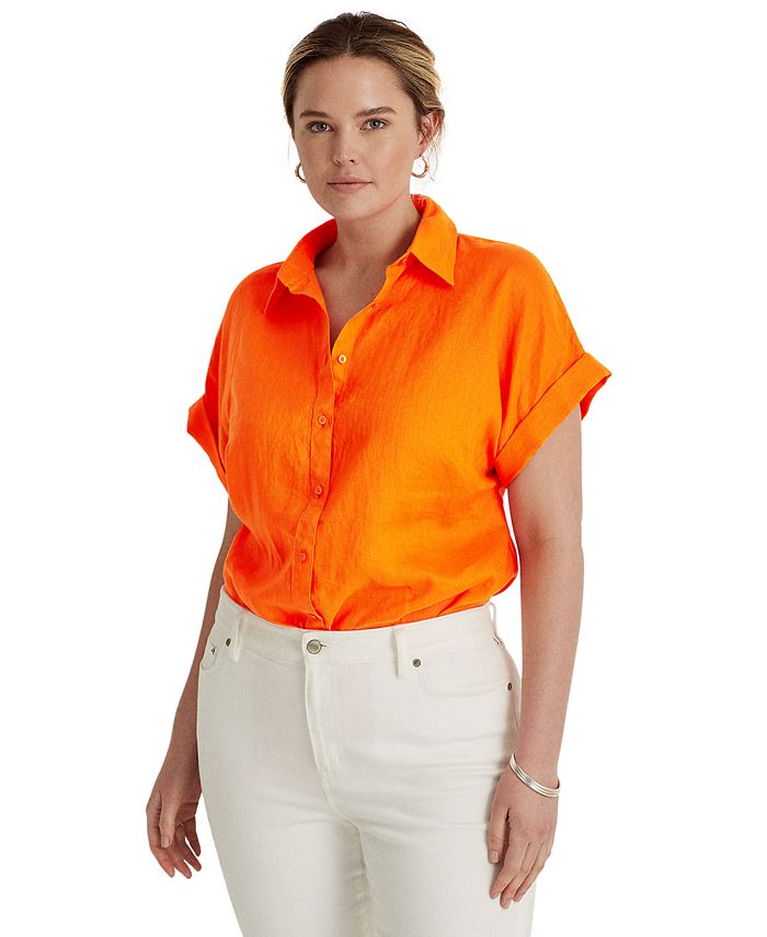 Lauren Ralph Lauren Size Linen Dolman Sleeve Top & Reviews Tops - Plus Sizes - Macy's