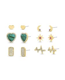 6-On Post Earrings Set