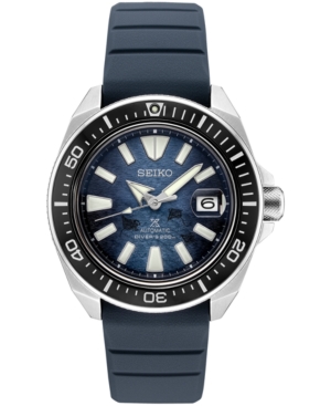 Shop Seiko Men's Automatic Prospex Diver Dark Blue Silicone Strap Watch 45mm