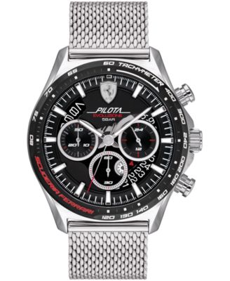 Ferrari - Men's Chronograph Pilota Evo Stainless Steel Mesh Bracelet Watch 44mm