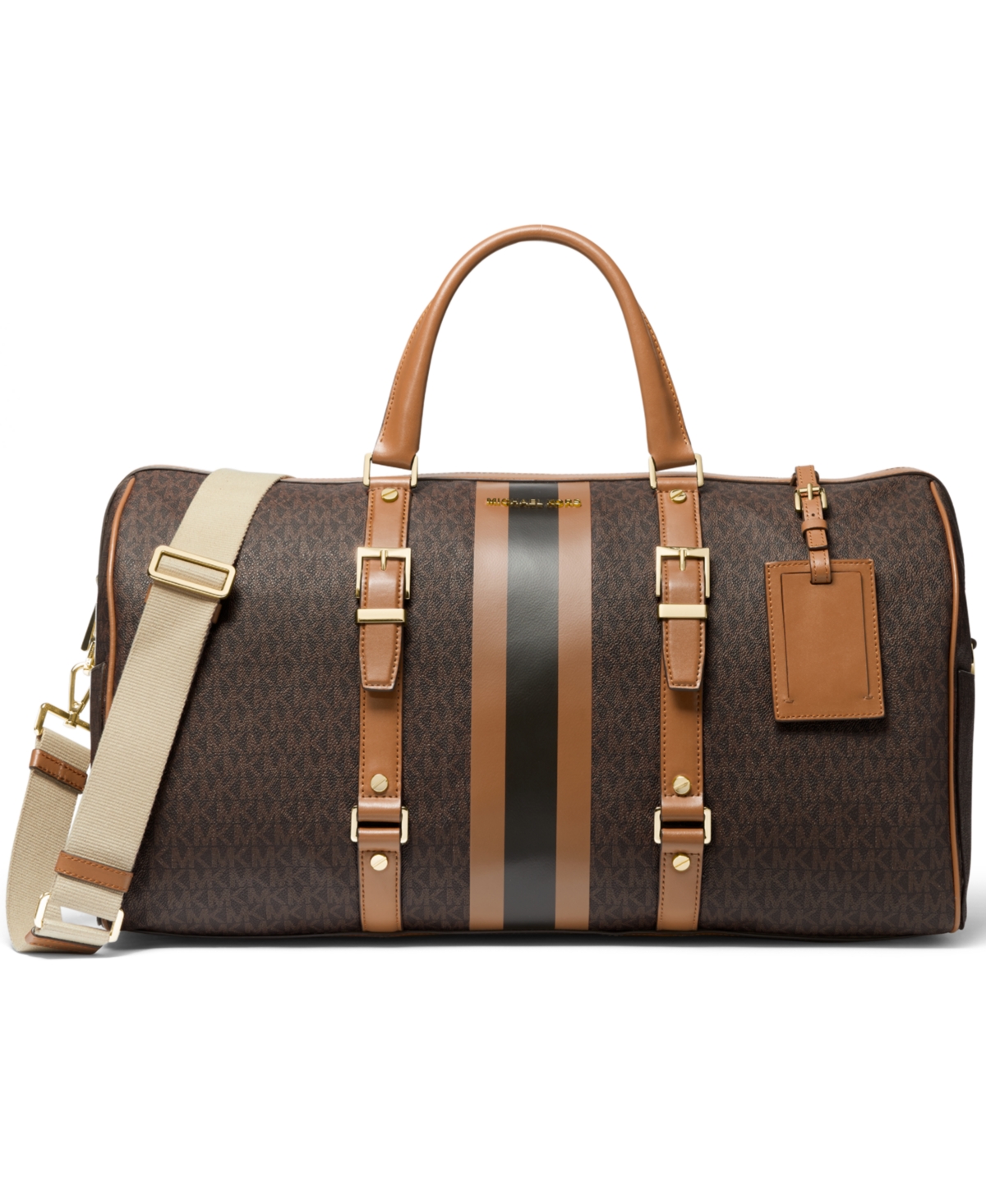 Michael Michael Kors Logo Bedford Travel Weekender -Acorn/Gold