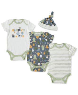 Chickpea - Baby Boys 3-Pack Printed Cotton Bodysuits & Hat
