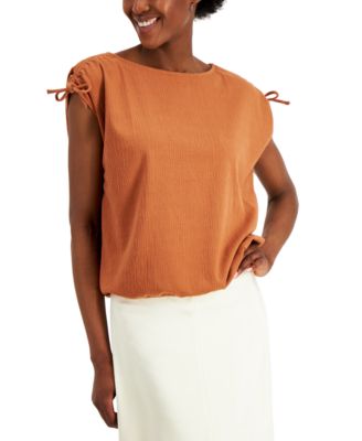 Alfani - Petite Drawstring-Shoulder Top
