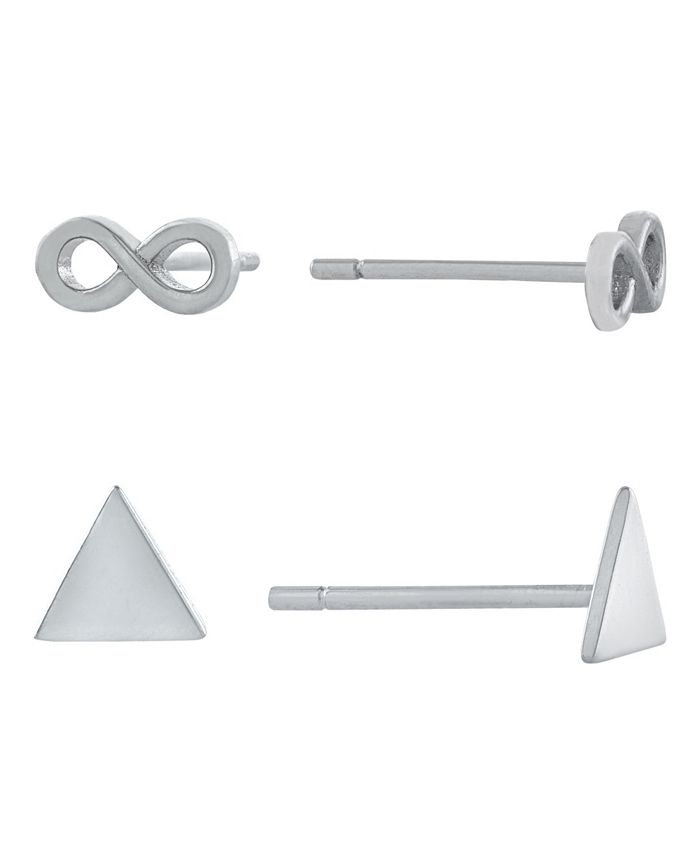 Giani Bernini - 2-Pc. Set Infinity & Triangle Stud Earrings in Sterling Silver