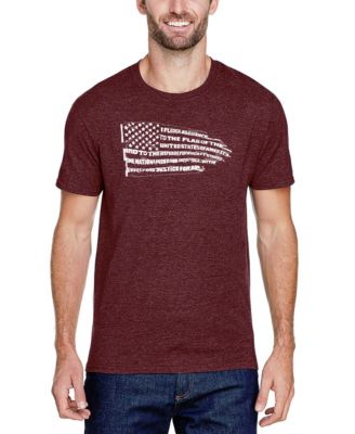 Men's Cotton/Poly Blend Word Art Pledge of Allegiance American Flag T-shirt
