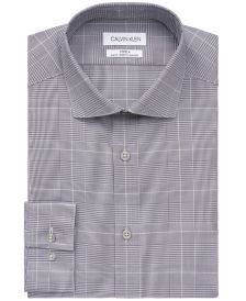 Calvin Klein Men's STEEL Slim-Fit Non-Iron Stretch Performance Plaid Dress Shirt