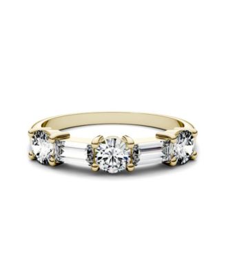 Moissanite Round and Baguette Stackable Ring 1-1/6 ct. tw. Diamond Equivalent in 14k Gold