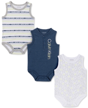 Calvin Klein Baby Boys 3-Pack Logo Bodysuits