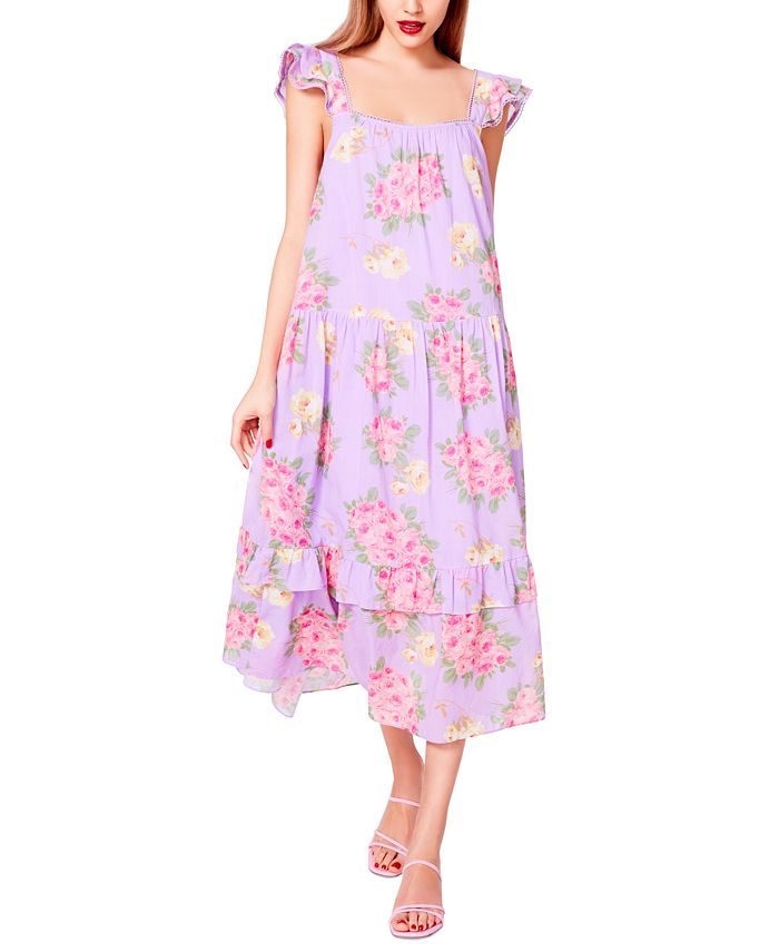 Betsey Johnson Cotton Bouquet-Print Maxi Dress - Macy's