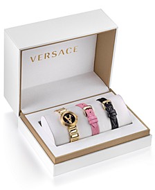 Women's Swiss Virtus Mini Gold-Tone Stainless Steel Bracelet Watch 28mm Gift Set