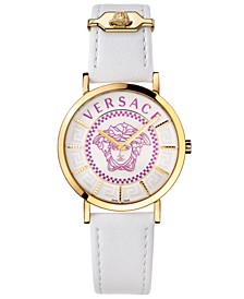 Women's Swiss V Essential White Leather Strap Watch 36mm