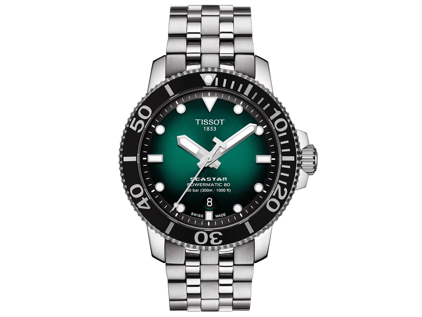 Мужские часы Tissot Swiss Automatic Seastar 1000 на стальном браслете, 43 мм — фото 1