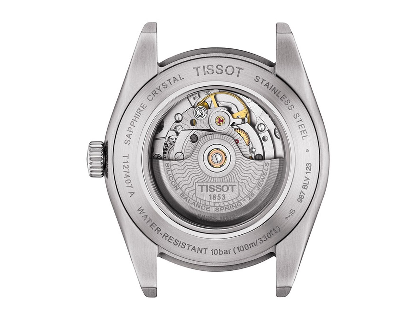 Мужские часы Tissot Swiss Automatic Gentleman Powermatic 80 Silicium Stainless Steel Bracelet Watch 40mm — фото 3