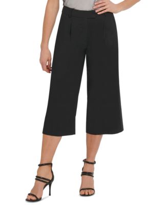 DKNY Solid Pleated Cropped Pants 