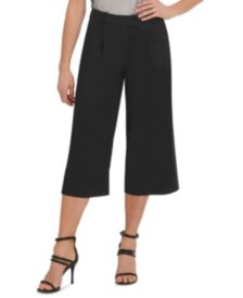 Solid Pleated Cropped Pants