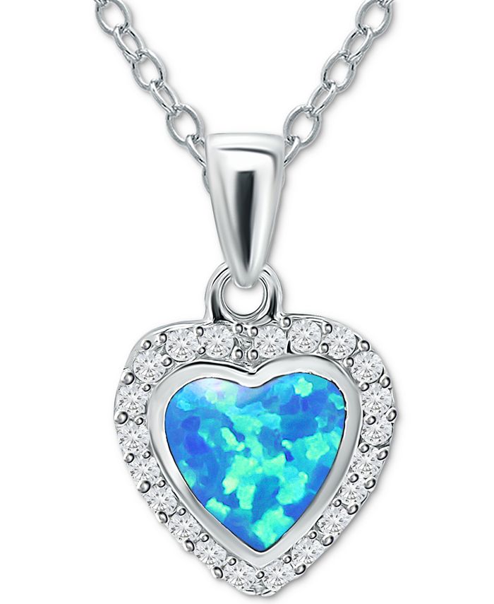 Giani Bernini Created Blue Opal (2-1/3 ct. t.w.) & Cubic Zirconia Heart ...