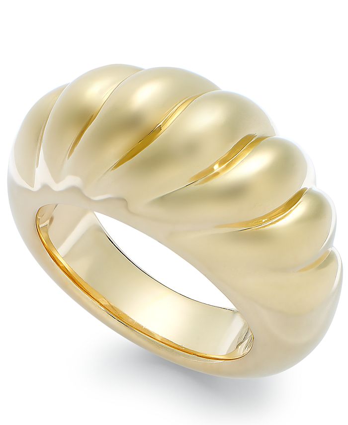 Italian Gold Signature Gold™ Ribbed Dome Ring in 14k Gold over Resin