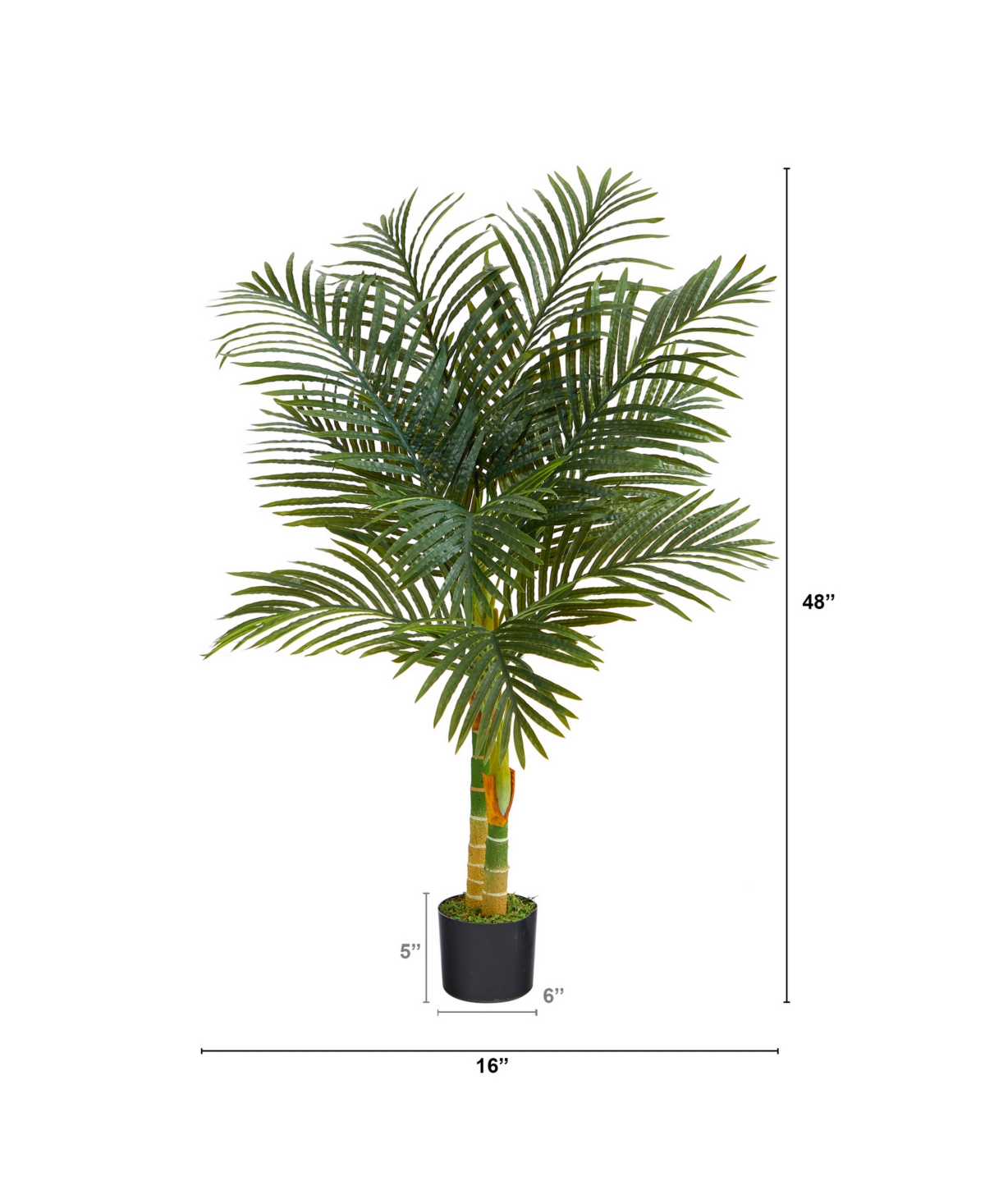 NEARLY NATURAL 4' DOUBLE STALK GOLD-TONE CANE ARTIFICIAL PALM TREE 