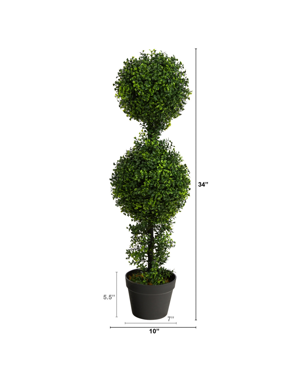 NEARLY NATURAL 34" BOXWOOD DOUBLE BALL TOPIARY ARTIFICIAL TREE INDOOR/OUTDOOR 