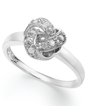 image of Diamond Love Knot Ring in Sterling Silver (1/10 ct. t.w.)