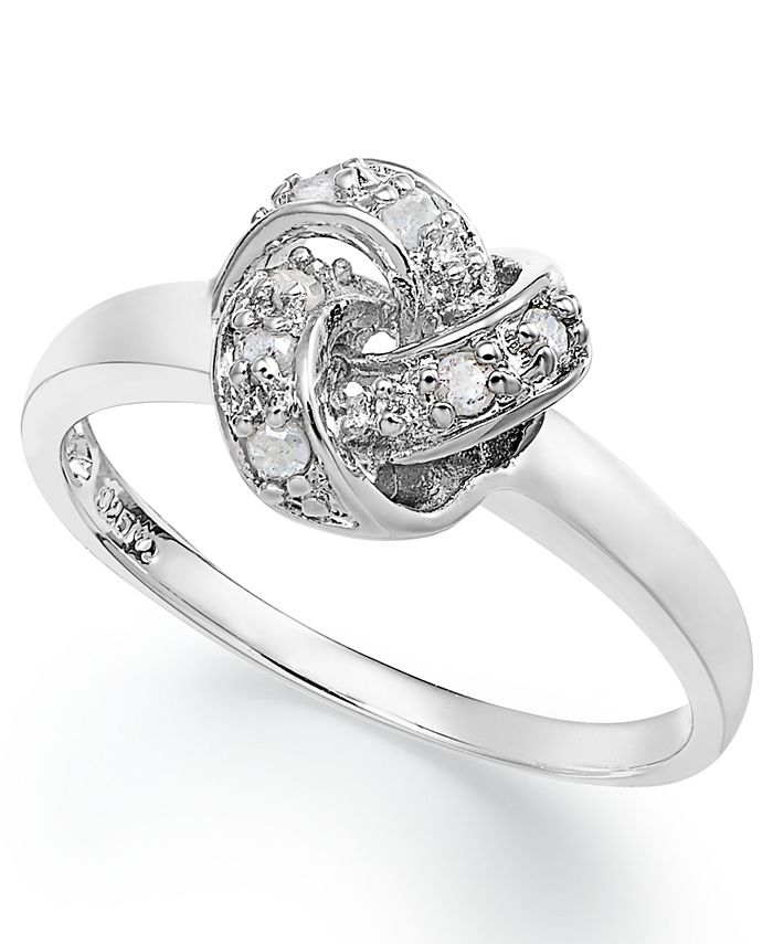 Macy's Diamond Love Knot Ring in Sterling Silver (1/10 ct. .) & Reviews  - Rings - Jewelry & Watches - Macy's