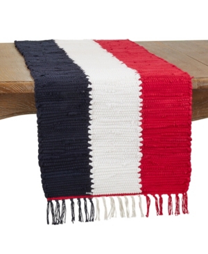 Shop Saro Lifestyle Cotton Table Runner With Patriotic Chindi Design, 72" X 16" In Brown Overflow