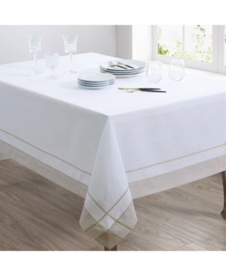 Casual Tablecloth with Banded Border Design, 72" x 72"