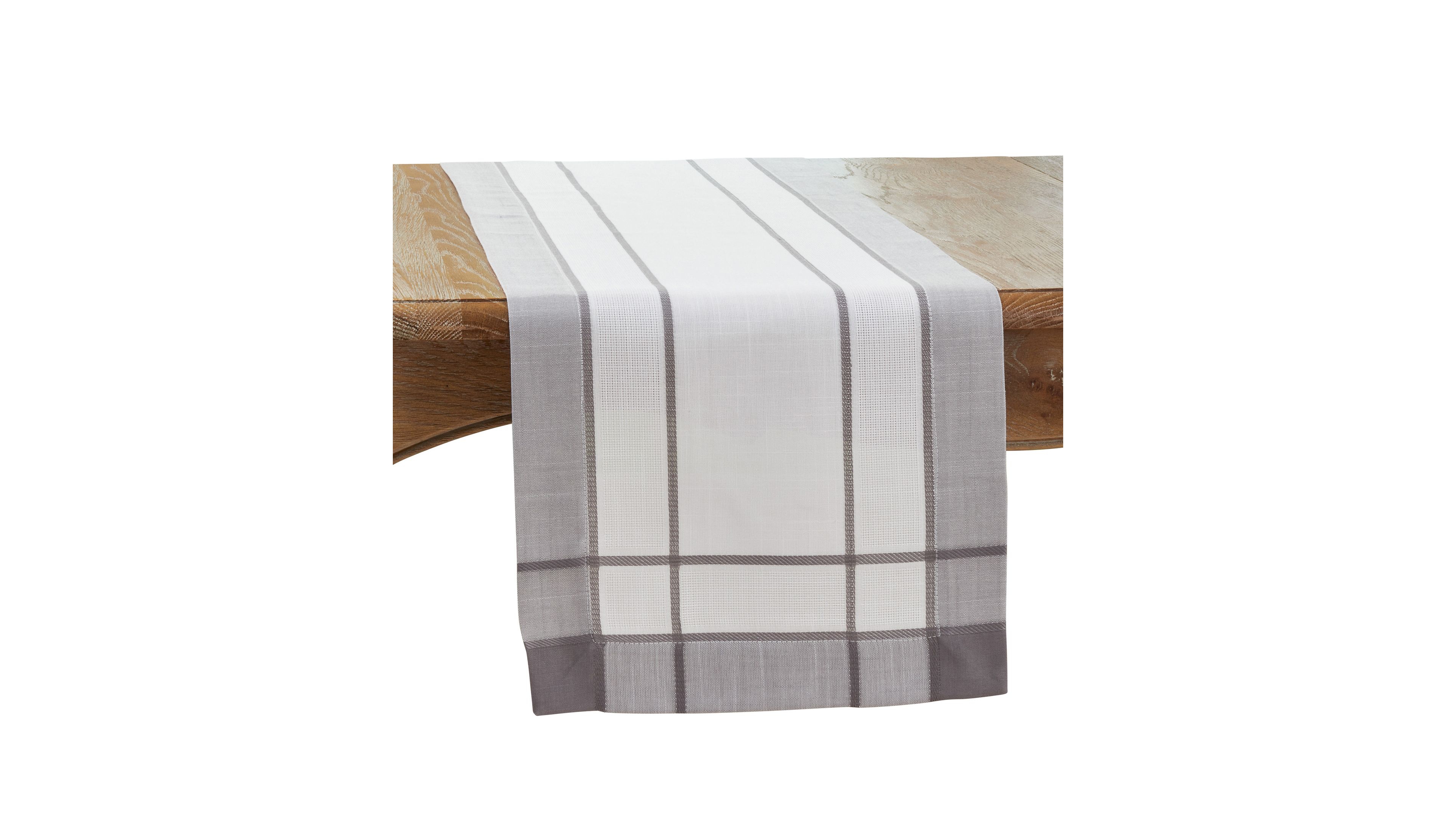 Saro Lifestyle Long Table Runner with Banded Border Design, 120" x 16"